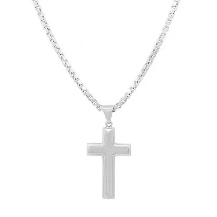 Sterling Silver Reversible Cross Pendant Chain Necklace, 22"