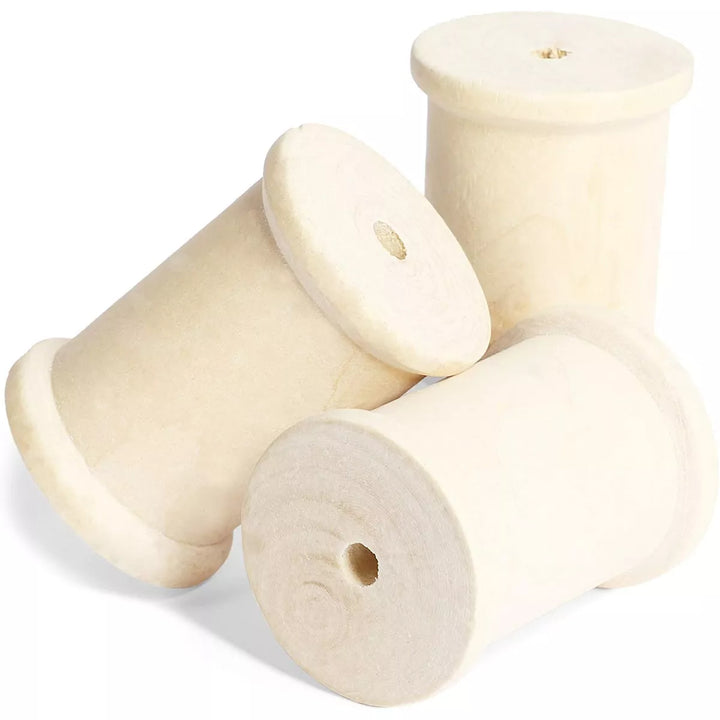 Bright Creations 40-Pack Large Unfinished Wooden Spools for Crafts, 1.5 X 2 In