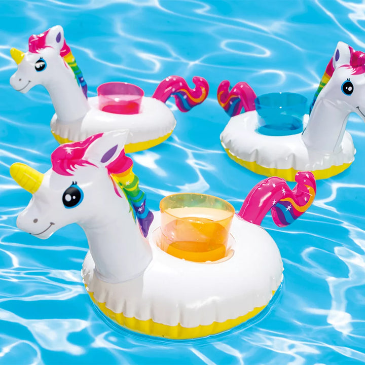 Intex 16 X 8 Inch Vinyl Floating Unicorn Inflatable Drink Beverage Holder Floaties for Ages 3 and above in Pools, Hot Tubs, Lakes, & Oceans (3 Pack)