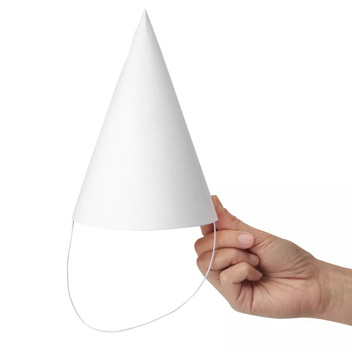 Bright Creations 50 Pack White Party Hats for Birthday Supplies, Blank Cone Hat for Painting, Crafts, 6 In