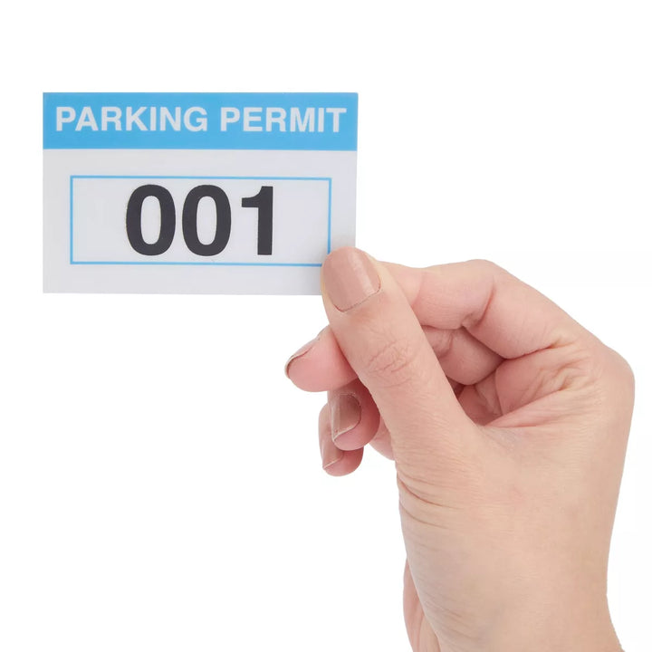 Juvale 100 Pack Parking Permit Stickers with Front Adhesive, Car Windshield Decals Numbered 001-100, Light Blue, 3 X 2 In