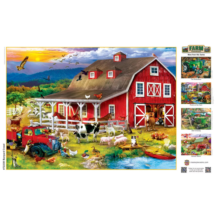 Masterpieces 1000 Piece Jigsaw Puzzle - Barnyard Crowd - 19.25"X26.75".