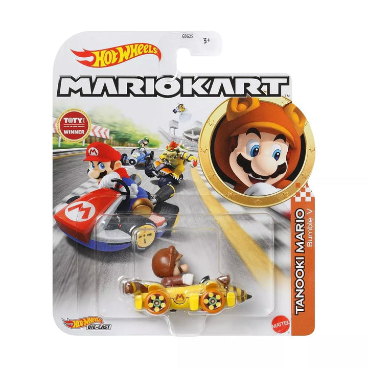 Hot Wheels Mario Kart 1:64 Scale Tanooki with Bumble V Collectible Vehicle