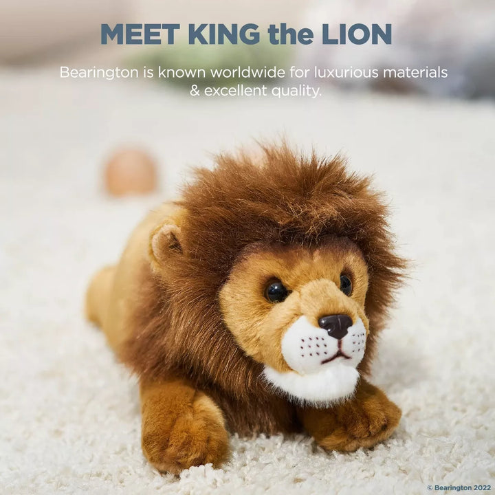 Bearington King the Lion: Realistic Plush Ultra-Soft 14" Long Stuffed Animal Toy Made with Premium Fill and Poseable Limbs