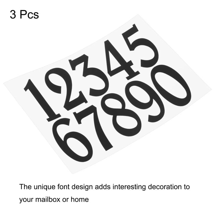 Unique Bargains Reflective Mailbox Numbers Sticker 8.3 Inch Height 0 - 9 Vinyl Self-Adhesive Door Sticker for Black 3 Set