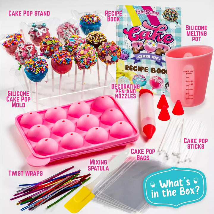 Girlzone Cake Pop Craze Kit, Kids Baking Set for Kids Ages 10-12 with Cake Pop Mold, Cake Pop Kit Stand, Cake Pop Gift Bags