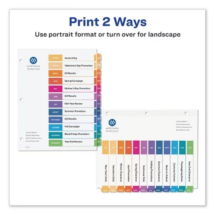 Avery Customizable TOC Ready Index Multicolor Dividers, 12-Tab, Letter