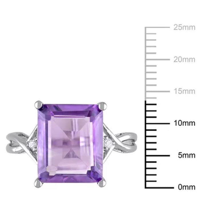 Emerald Cut Amethyst and White Topaz Cocktail Ring in Sterling Silver