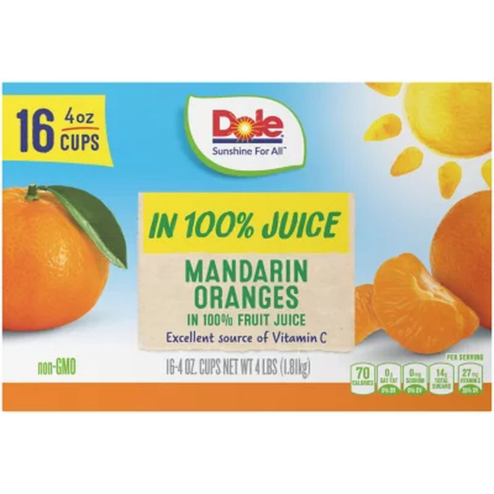 Dole Mandarin Oranges in 100% Fruit Juice, 4 Oz., 16 Pk.