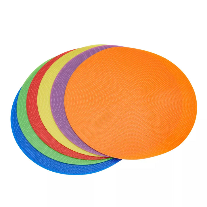 Juvale 6-Pack round Poly Vinyl Dots for Classroom Floor, Rubber Dots for Gym Class, Carpet Spot Markers for Active Park