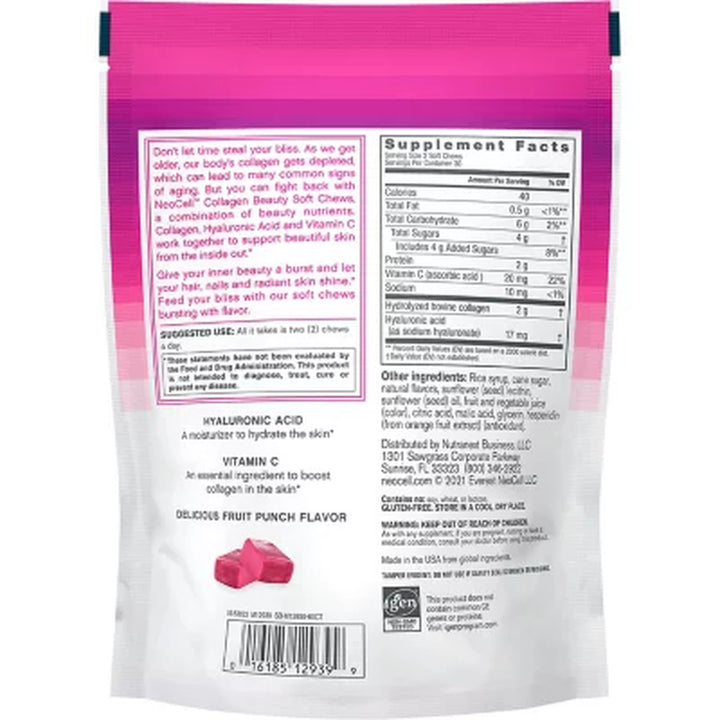 Neocell Collagen Beauty Soft Chews, Fruit Punch 60 Ct.