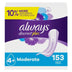 Always Discreet plus Incontinence & Postpartum Pads for Women, Moderate, 153 Ct.