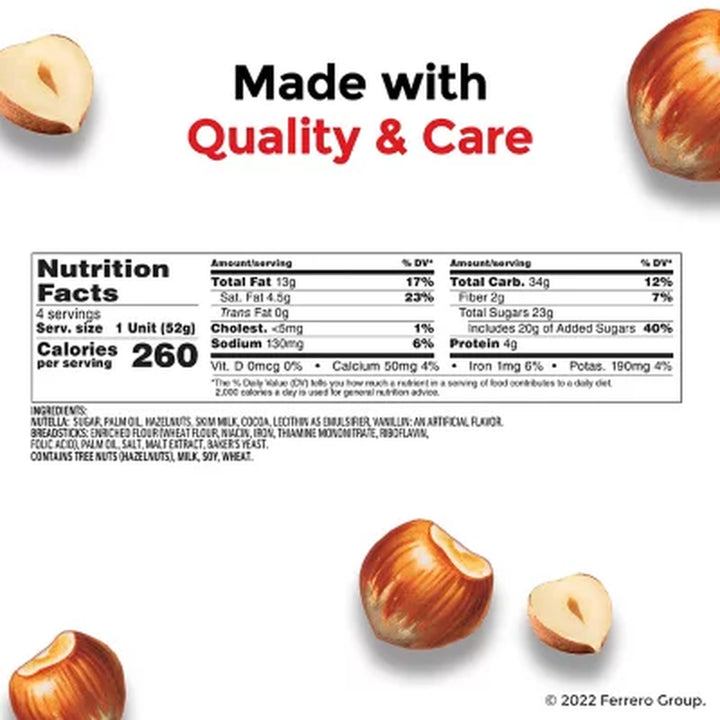 Nutella & GO! Hazelnut and Cocoa Spread + Breadsticks, 1.8 Oz., 16 Pk.