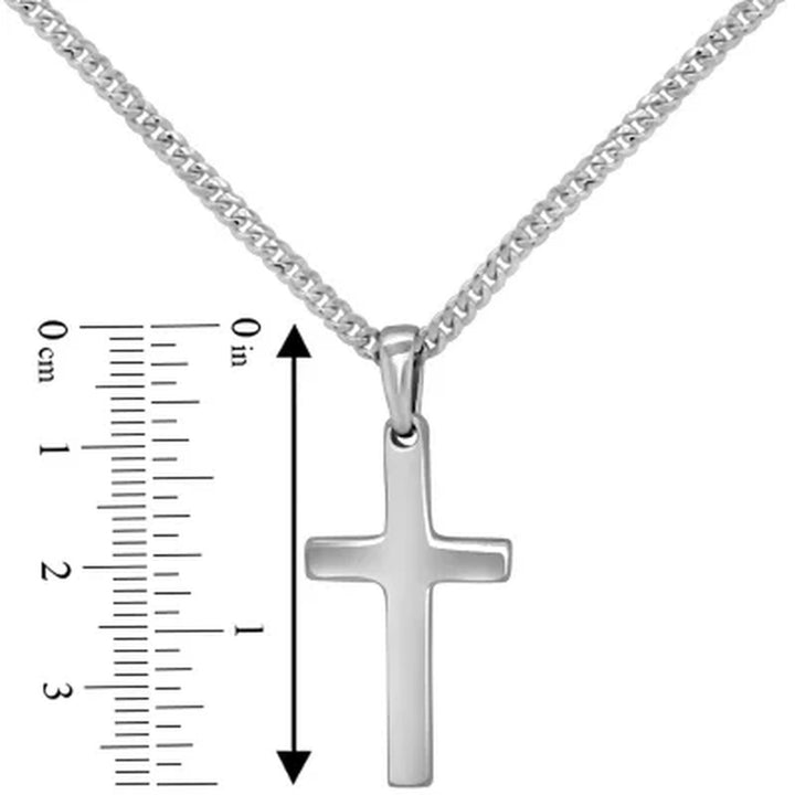 Sterling Silver Reversible Cross Pendant Chain Necklace, 22"