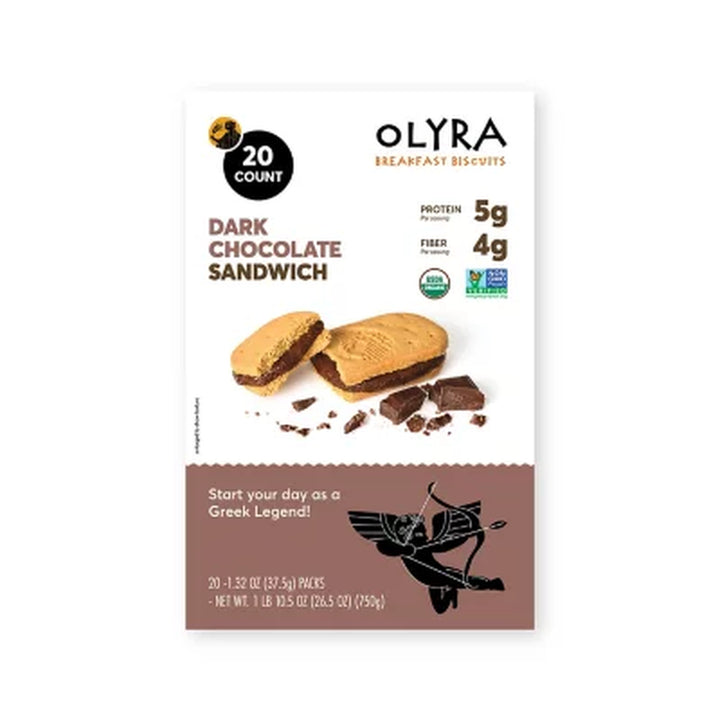 OLYRA Organic Breakfast Biscuits, Dark Chocolate Crème 20 Ct.