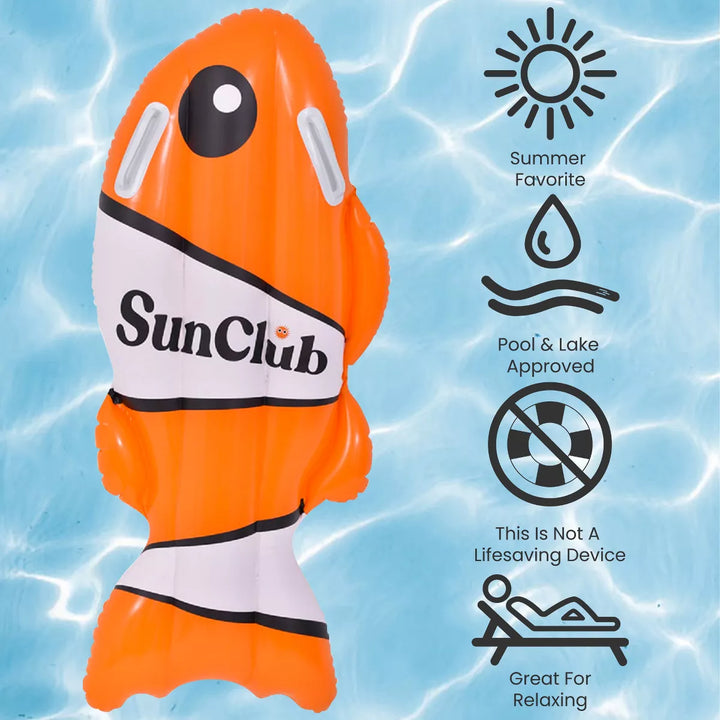 Pool Central Inflatable Clown Fish Swimming Kickboard - 39" - Orange and White