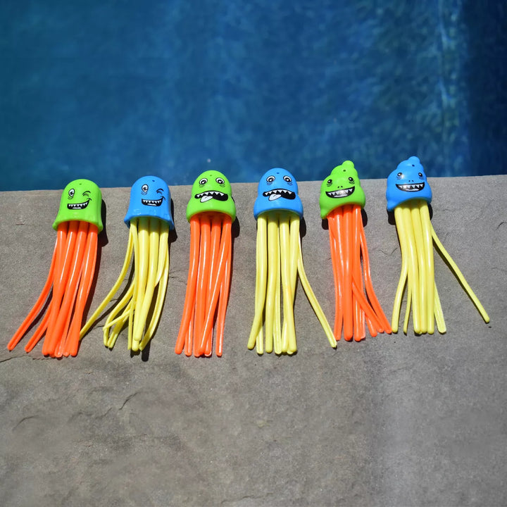 Pool Central Set of 6 Multicolor Jellyfish Slow Sinking Dive Game - 5"