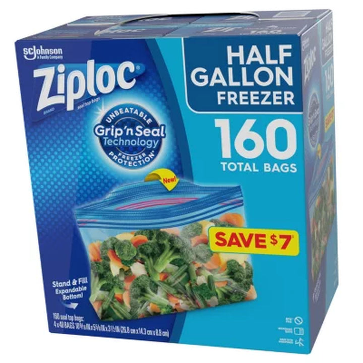 Ziploc Half Gallon Freezer Bags, 160 Ct.