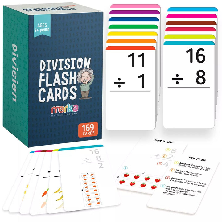 Merka Math Games for Kids Math Manipulatives Division Flash Cards Fraction Manipulatives Set of 169 Number Flashcards