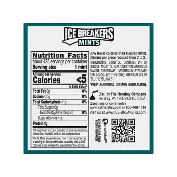 ICE BREAKERS Wintergreen Sugar Free Breath Mints, 1.5 Oz., 8 Pk.