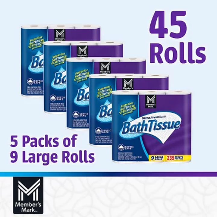 Member'S Mark Ultra Premium Soft and Strong Bath Tissue, 2-Ply Large Roll Toilet Paper (235 Sheets, 45 Rolls)