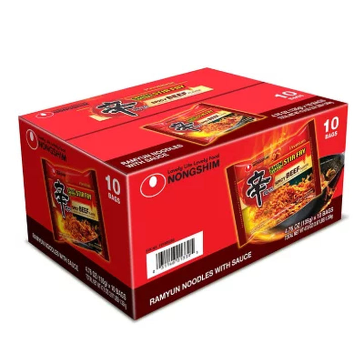 Nongshim Shin Ramyun Spicy Stir Fry Noodles, 4.76 Oz., 10 Pk.