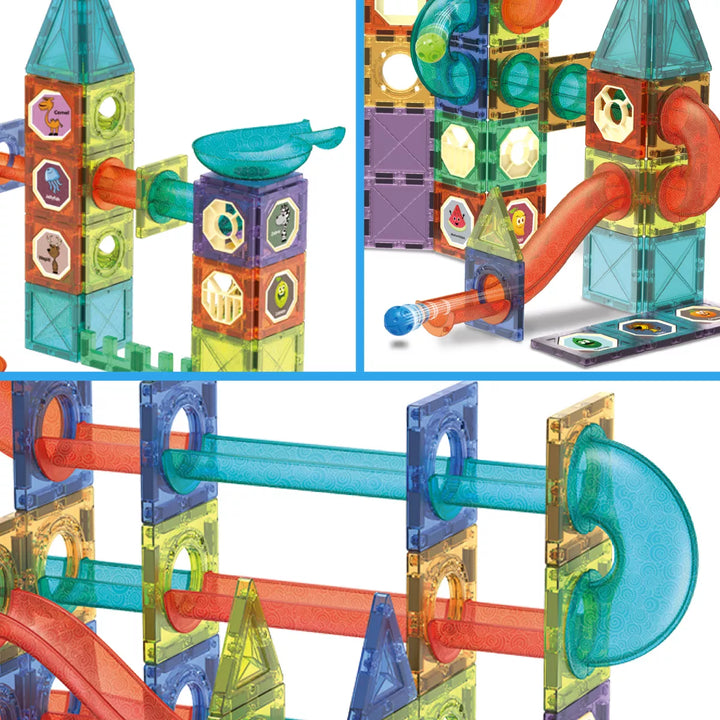 Contixo Magnetic Light-Up 3D Tiles Building Set – 110 Piece STEM Marble Run Blocks for Kids, Fun Educational Toy for Boys & Girls Ages 3-10+