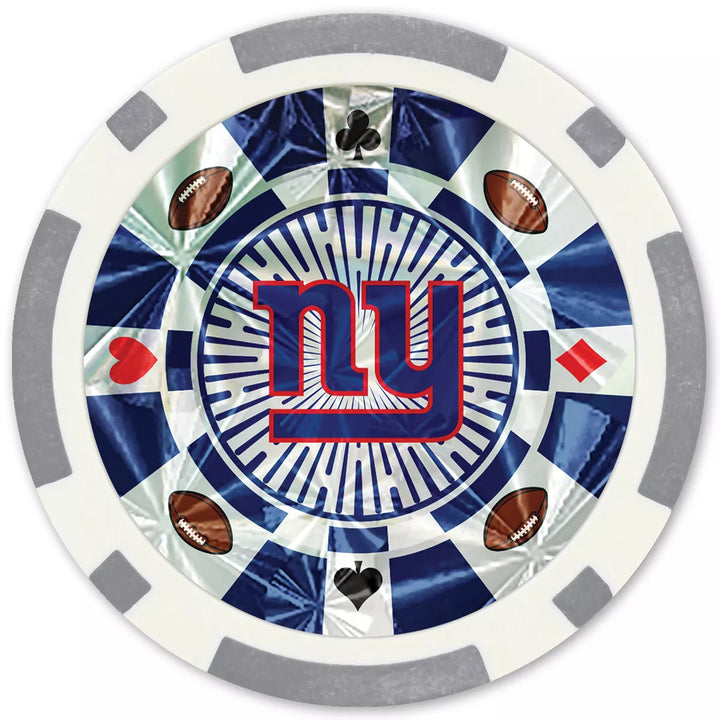 Masterpieces Casino Style 20 Piece 11.5 Gram Poker Chip Set NFL New York Giants Silver Edition.