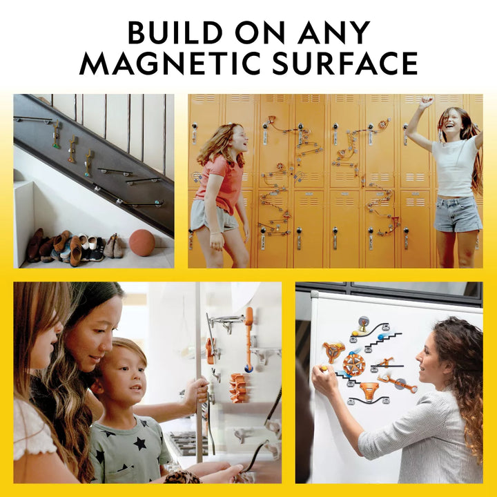 NATIONAL GEOGRAPHIC Magnetic Marble Run - 50-Piece STEM Building Set for Kids & Adults, with Magnetic Track, Trick Pieces, & Marbles