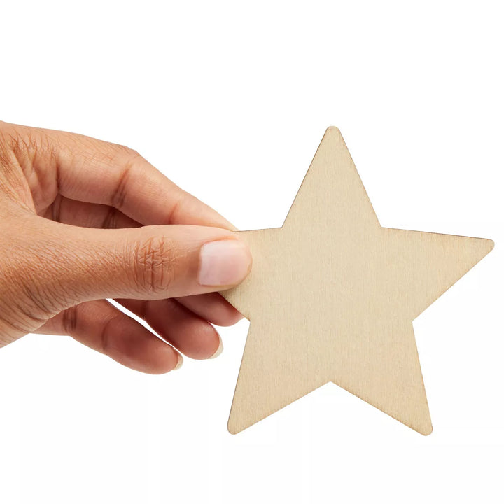 Juvale 24 Pack Wood Stars for Crafts, Unfinished Wooden Cutouts for DIY Projects, 3.8 Inches