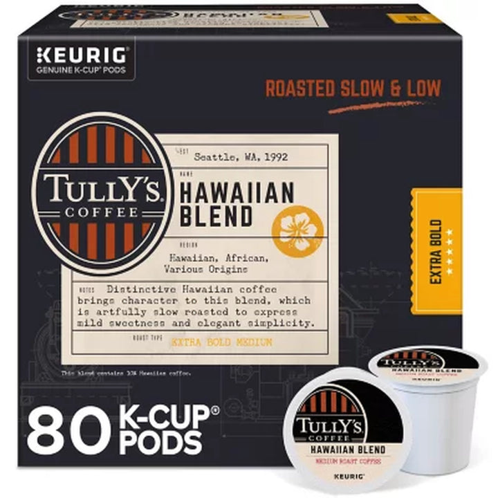 Tully'S Coffee Medium Roast K-Cup Pods, Hawaiian Blend, 80 Ct.