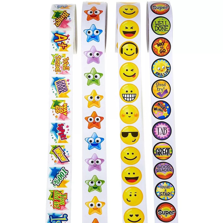 Juvale 600 Count Reward Achievement Sticker Roll for Kids, Teacher Supplies