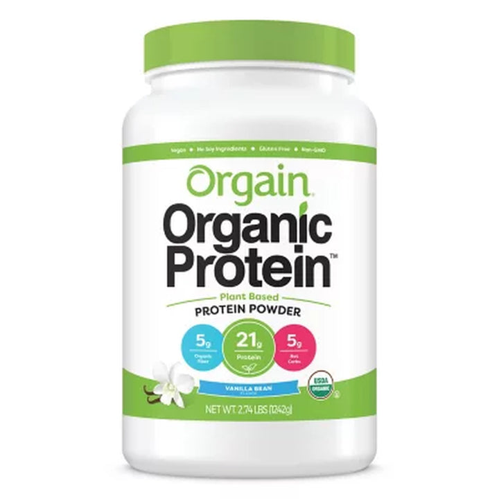 Orgain Organic 21G Plant-Based Protein Powder, Vanilla Bean 2.74 Lbs.