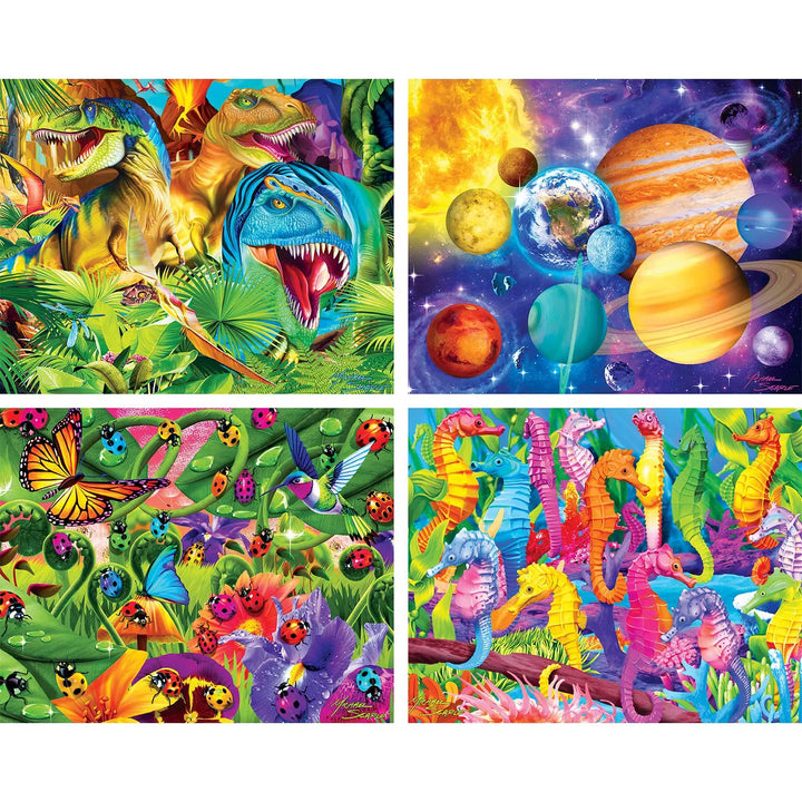 Masterpieces Kids Jigsaw Puzzle Set - Blue Glow 4-Pack 100 Pieces