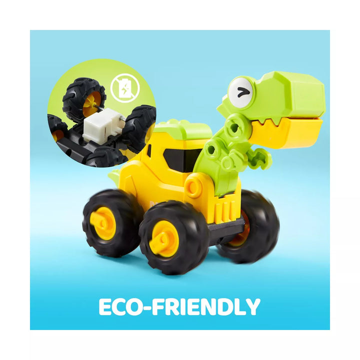 SYNCFUN Baby Toy Cars 4Pack Dinosaur Construction Vehicle Set Dinosaur Toys for 1 2 3 Year Old Boys Girls Kids - First Birthday Gifts for Toddler Toys