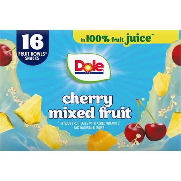 Dole Cherry Mixed Fruit Bowls in 100% Juice, 4 Oz., 16 Pk.