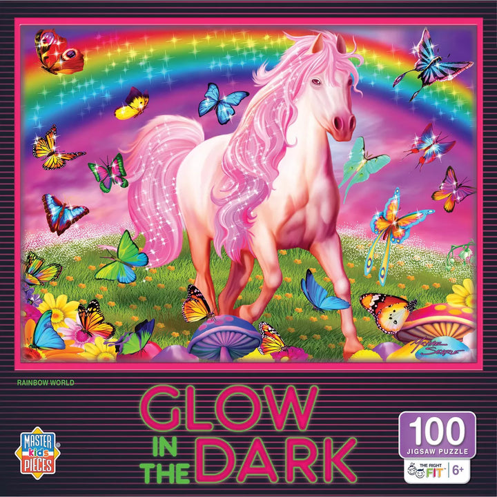 Masterpieces Glow in the Dark - Rainbow World 100 Piece Jigsaw Puzzle.