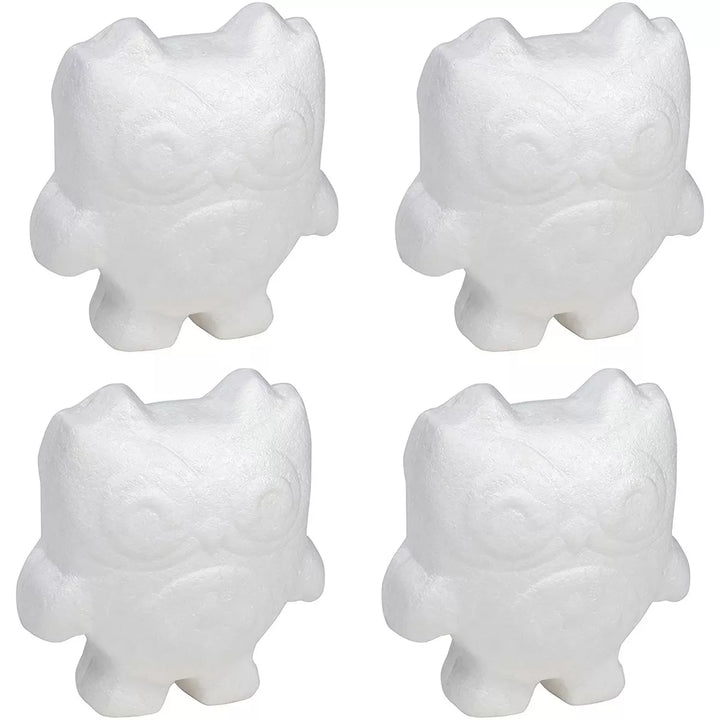 Genie Crafts 4 Pack Polystyrene Foam Owl, Painting Activity for Kids, DIY Toy Figurine, Arts & Crafts Supplies for School Project, 5.5 In