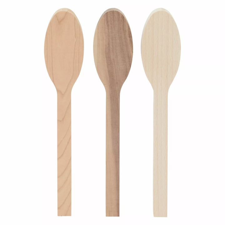 Bright Creations 3 Pieces Blank Wood Carving Spoons for Whittling, Basswood, Cherry Wood, Walnut Wood, 10.3 Inches