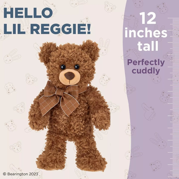 Bearington Lil' Reggie Teddy Bear 12 Inch Teddy Bear Stuffed Animal - Large Teddy Bear - Brown Teddy Bear