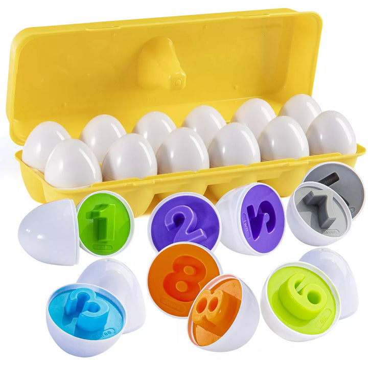 PREXTEX Find and Match Number Matching Easter Eggs with Yellow Holder