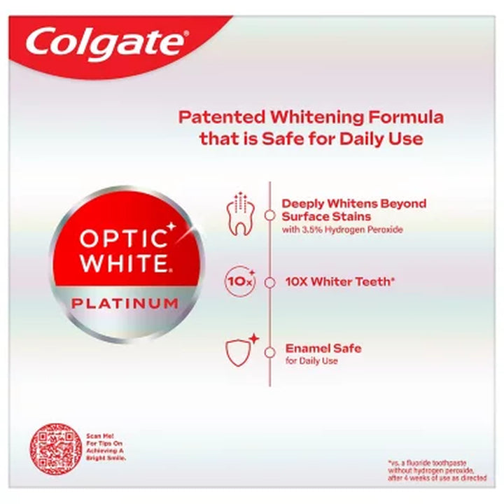 Colgate Optic White Platinum Teeth Whitening Toothpaste, 4.1 Oz., 4 Pk.