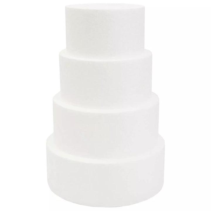 Bright Creations 4 Tiers Foam round Shapes Mini Cake Dummy Set Foam for DIY Crafts Art Modeling, White, 5 to 8 Inches