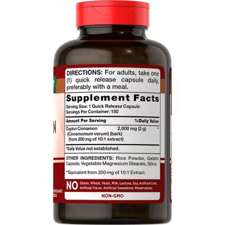 Nature'S Truth Concentrated Ceylon Cinnamon 2,000 Mg Capsules 150 Ct.