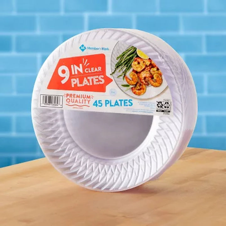 Member'S Mark Clear Plastic Plates, 9" 45 Ct.