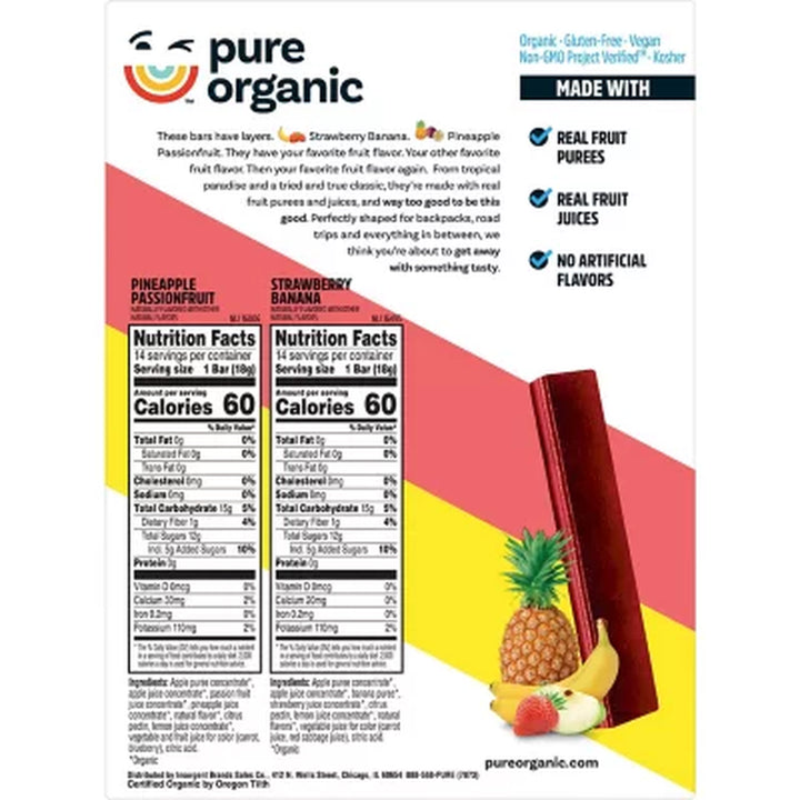 Pure Organic Layered Fruit Bars Variety Pack 0.63 Oz., 28 Pk.