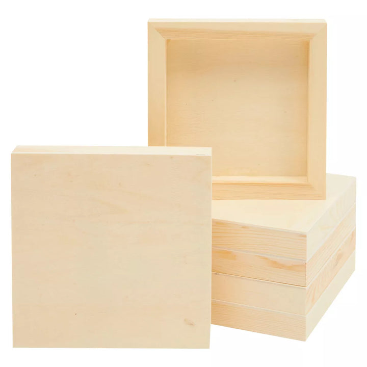 Bright Creations 6 Pack Unfinished Wood Canvas Boards for Painting, 6X6 Square Wooden Panels for Crafts