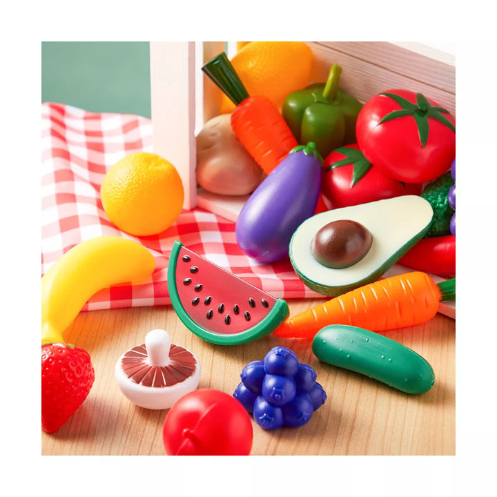 SYNCFUN 50Pcs Kitchen Toys, Play Food Dinnerware, Dummy Fruits, Vegetables, Plastic Accessories for Children Educational Learning Toy, Role Play Gift