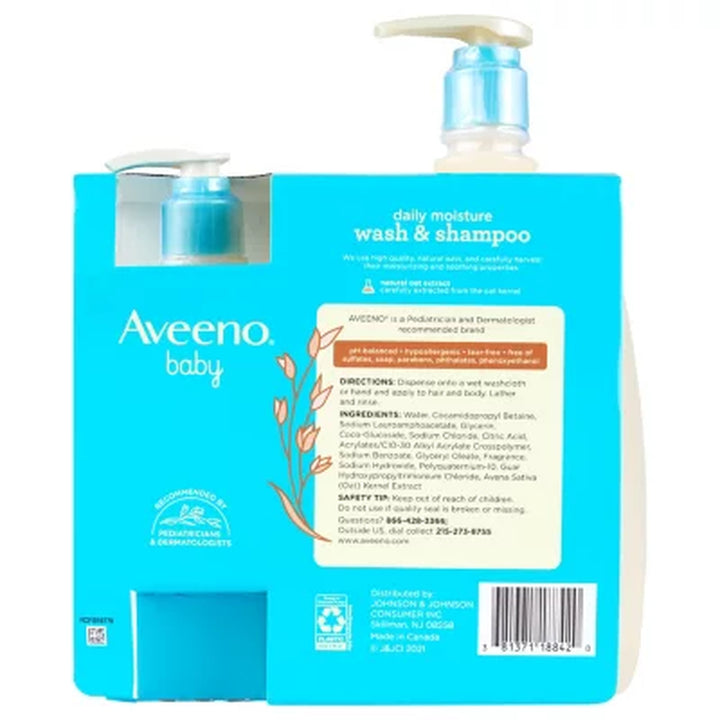 Aveeno Baby Daily Moisture Wash & Shampoo 33 Fl. Oz. and 12 Fl. Oz.