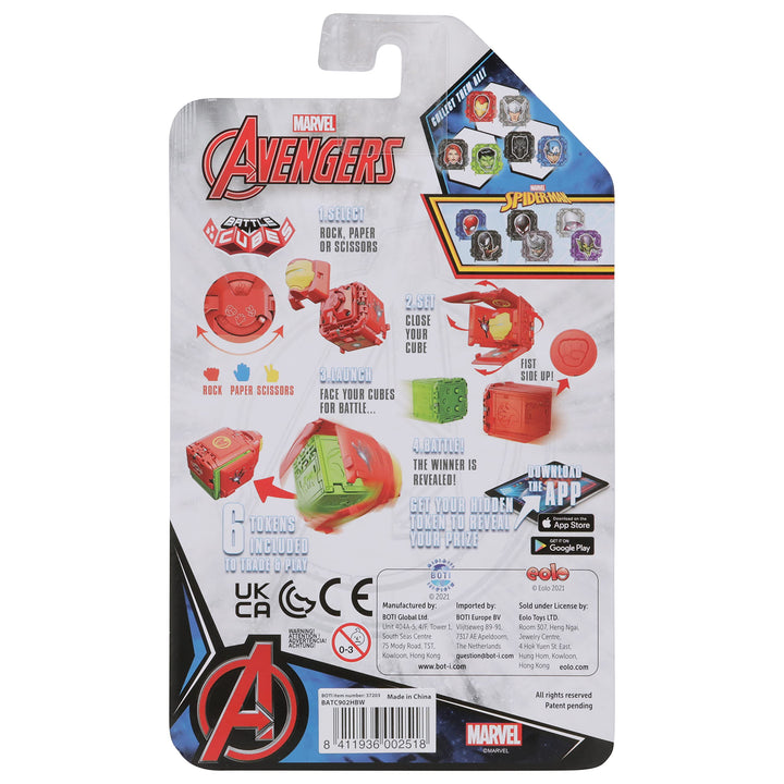 Battle Cubes - 2-Pack Marvel Avengers, Hulk VS Black Widow, Unleash Power, Launch Attack, 2 Cubes & 6 Tokens, RPS Auto-Battle System, Battle Cube APP, Collectible Pocket-Sized Game, Ages 5+